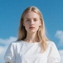 A blond girl in a white shirt thumbnail