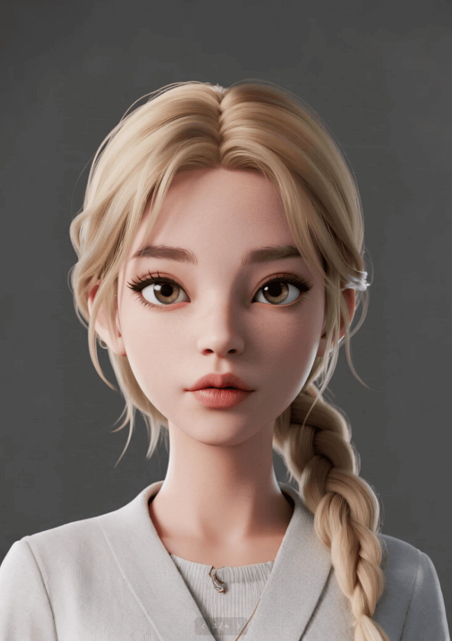 3d long hair girl avatar picture