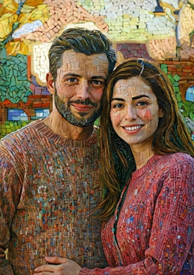 Mosaic Art Couple Photo
