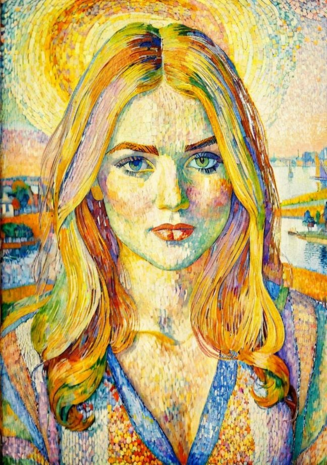 Pointillism Art Female Character