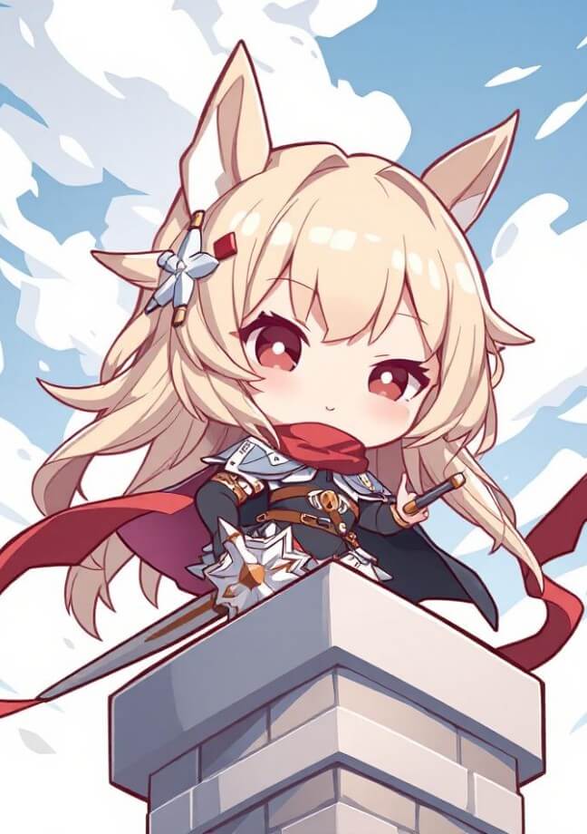 Ai create a chibi anime girl fighter