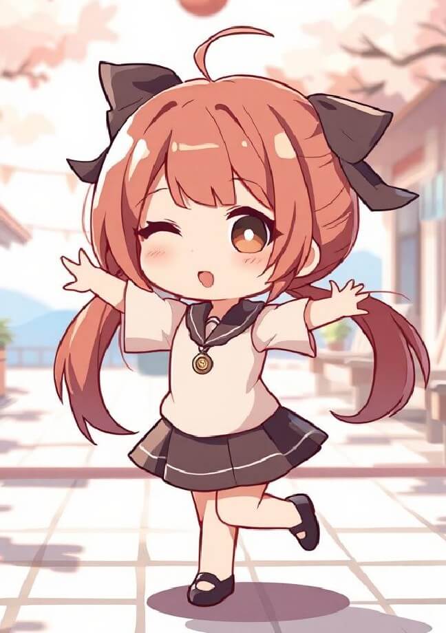 Ai create a dancing chibi anime girl with pink hair