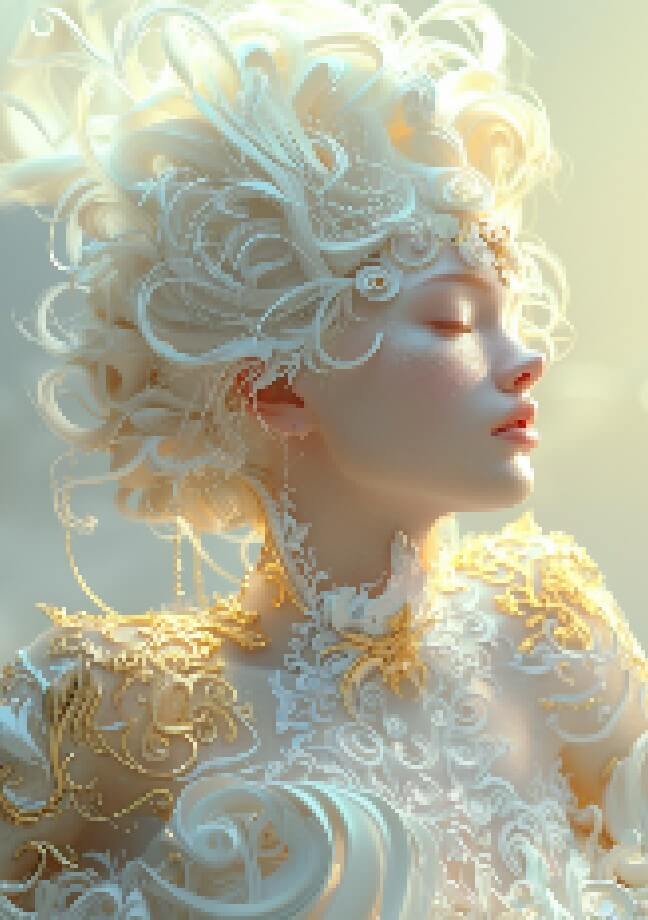 Ai create fantasy female in white