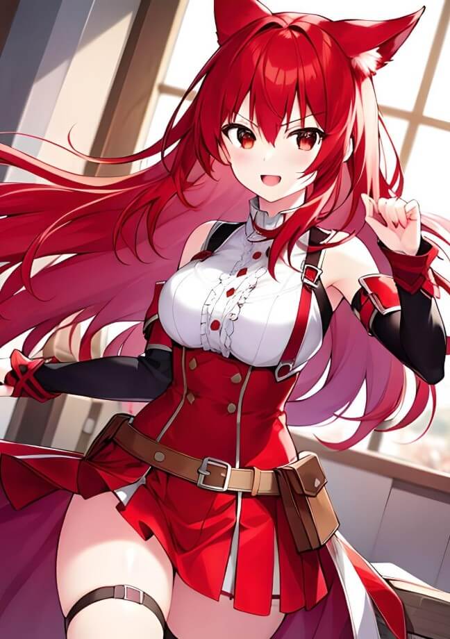 Ai generate a japanese anime girl with red hair