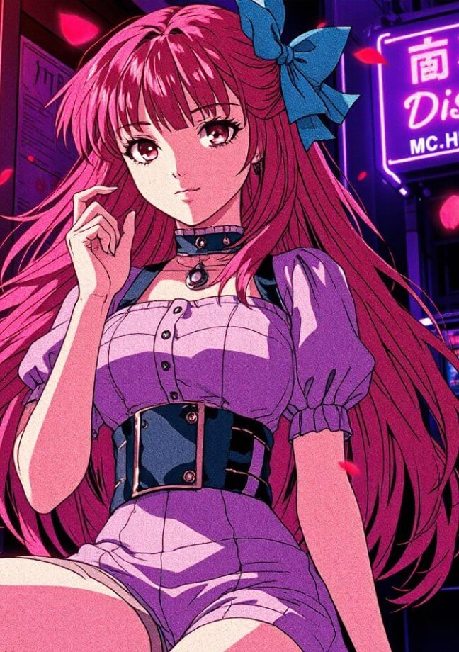 Ai generate beautiful 90s anime girl image