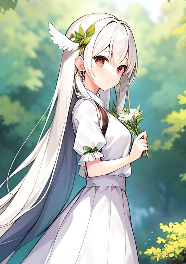 Ai generate japanese anime girl in white dress