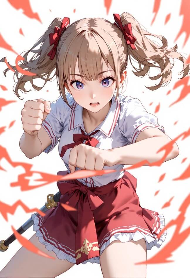 Ai generate realistic anime girl in fighting posture