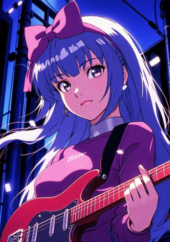 Ai make 90s anime girl with blue hair