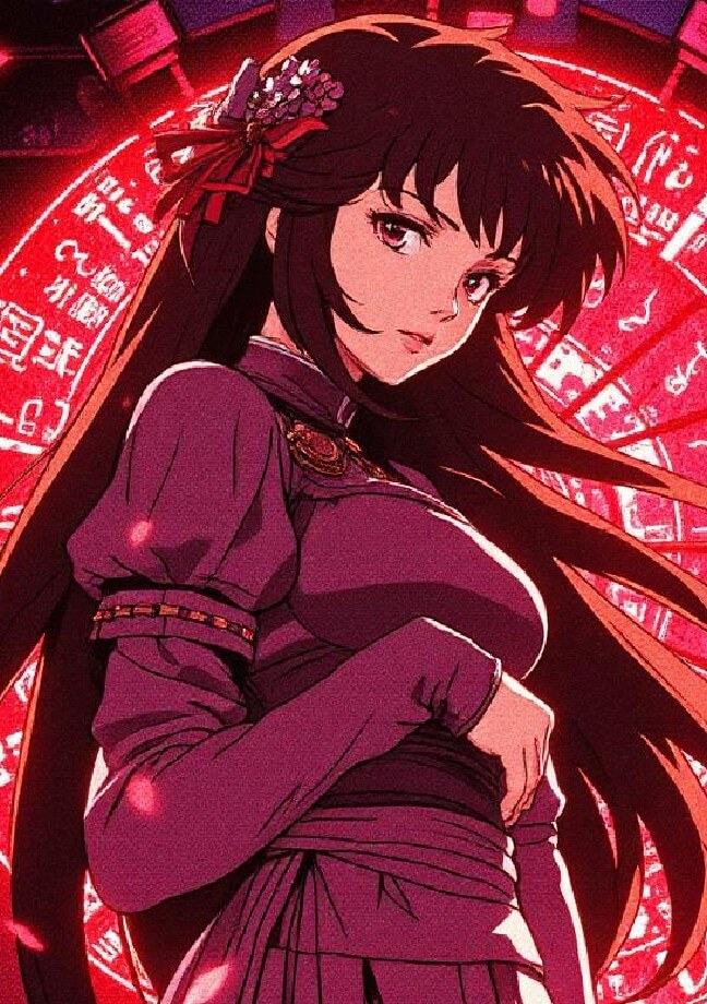 Facewow ai generate 90s anime girl with black long hair