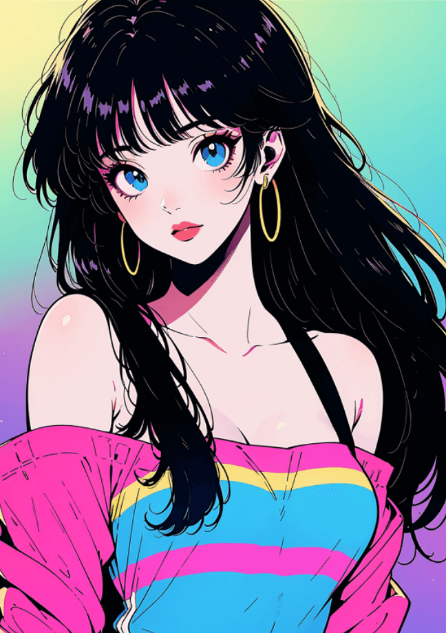 Facewow ai image generator to create a anime black hair girl picture