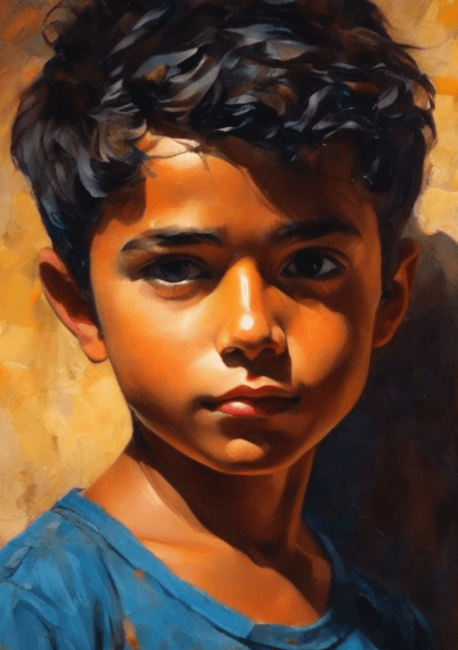 Facewow ai image generator to create a little boy painting