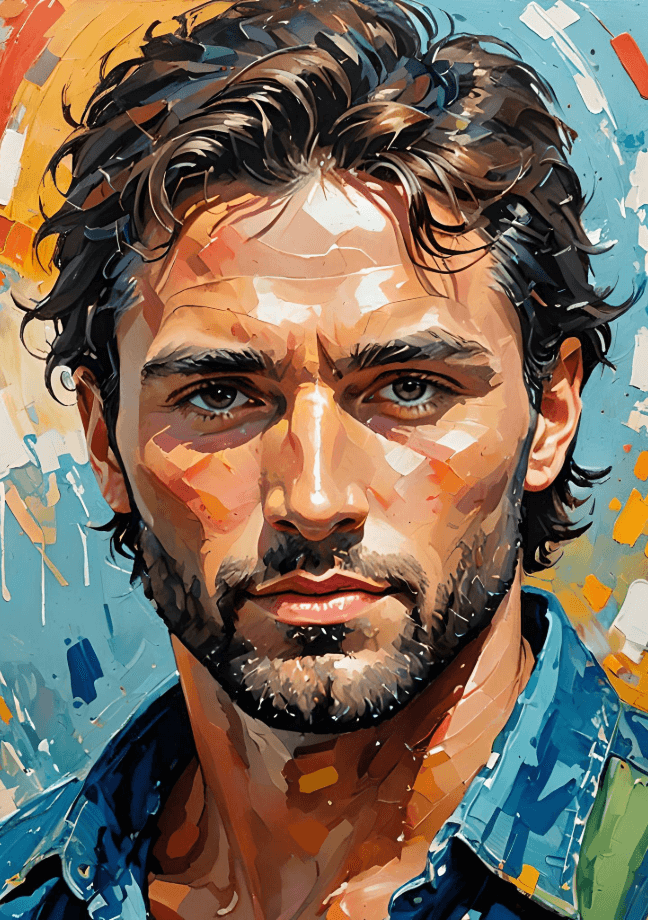 Facewow ai image generator to create a man portrait painting