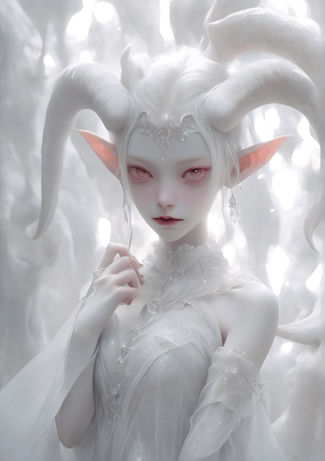 Generate fantasy white demon character
