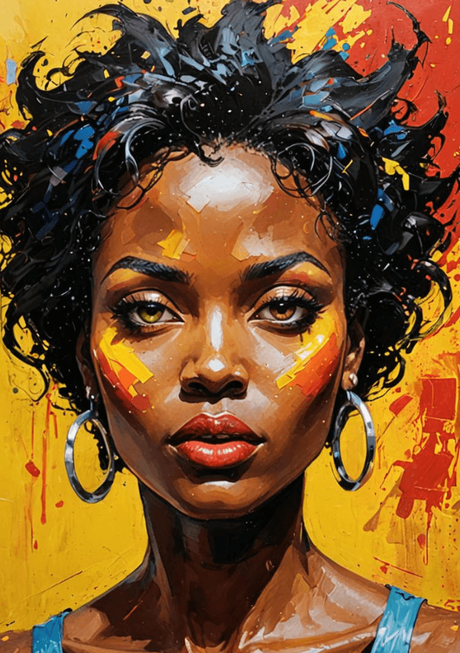 Generate oil painting black female character