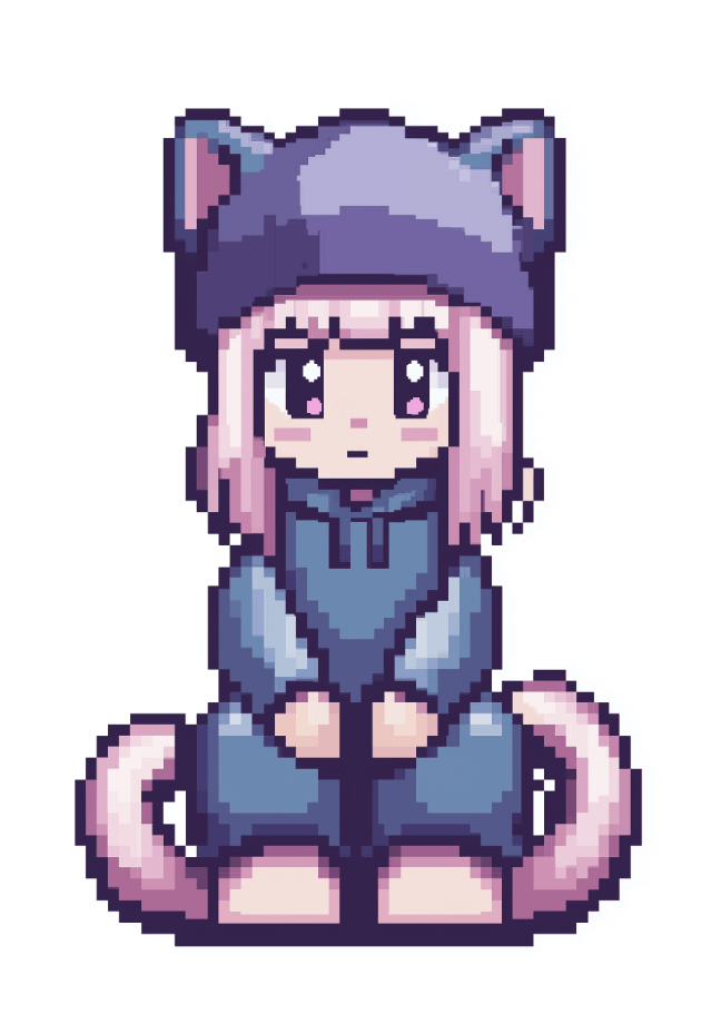 Generate pixel art cat girl character