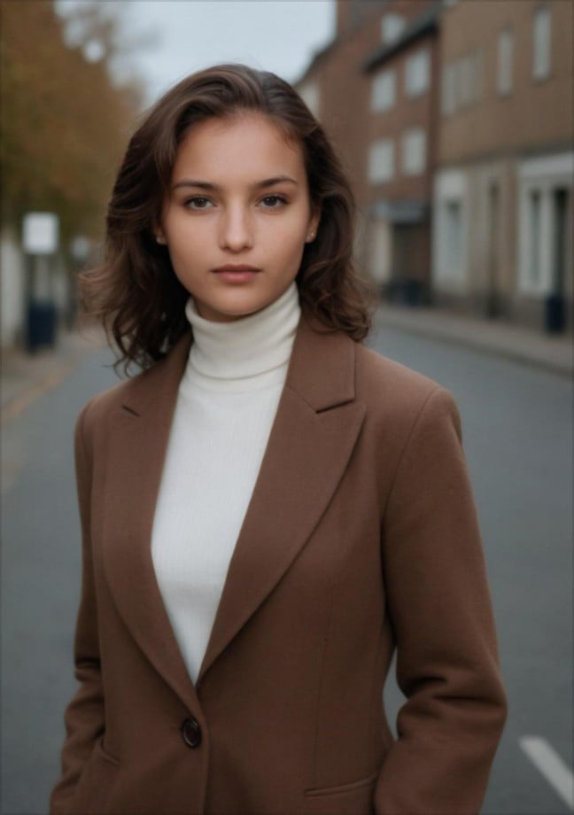 Individual headshot female sample on street