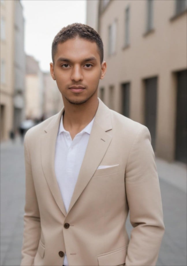 Individual headshot male sample on street