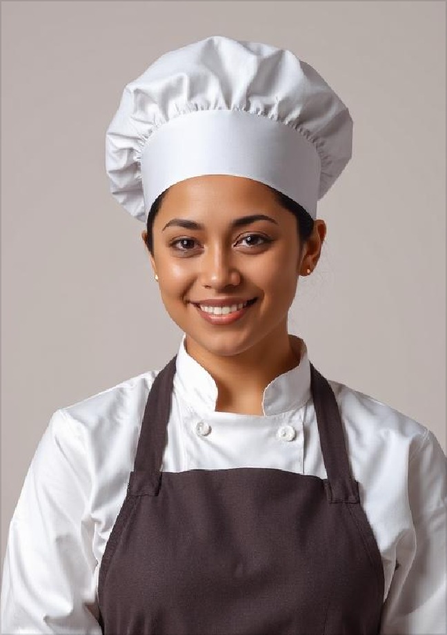 Professional headshot female in cook uniform sample 1