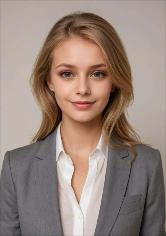 Professional headshot female in suit sample 1