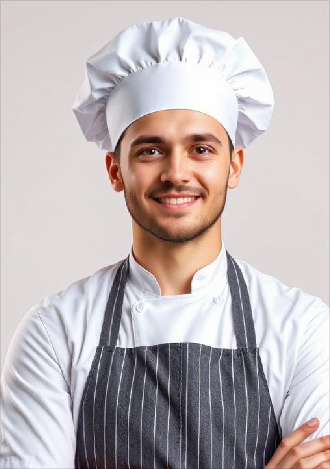 Professional headshot male in cook uniform sample 1
