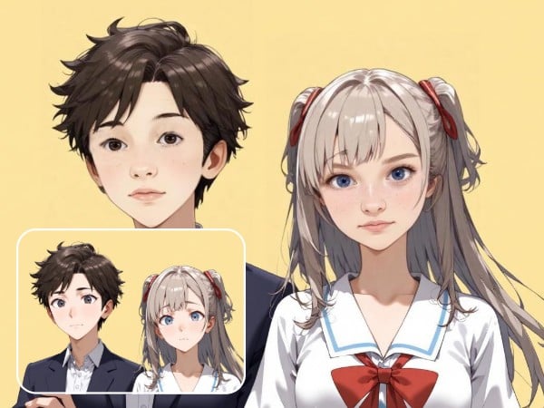 Swap your face and your friends face into an anime picture