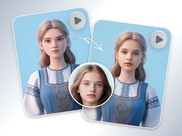 Swap your face into a video of a girl in a blue and white ethnic costume