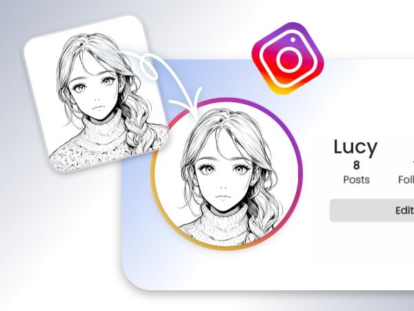 Use a sketch of a girl with a side braid as your Instagram profile picture