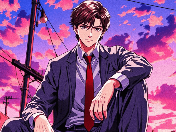 A showcase image of a boy in 90s anime style