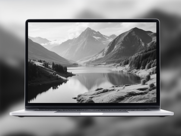 Create a black and white landscape photo as a computer wallpaper