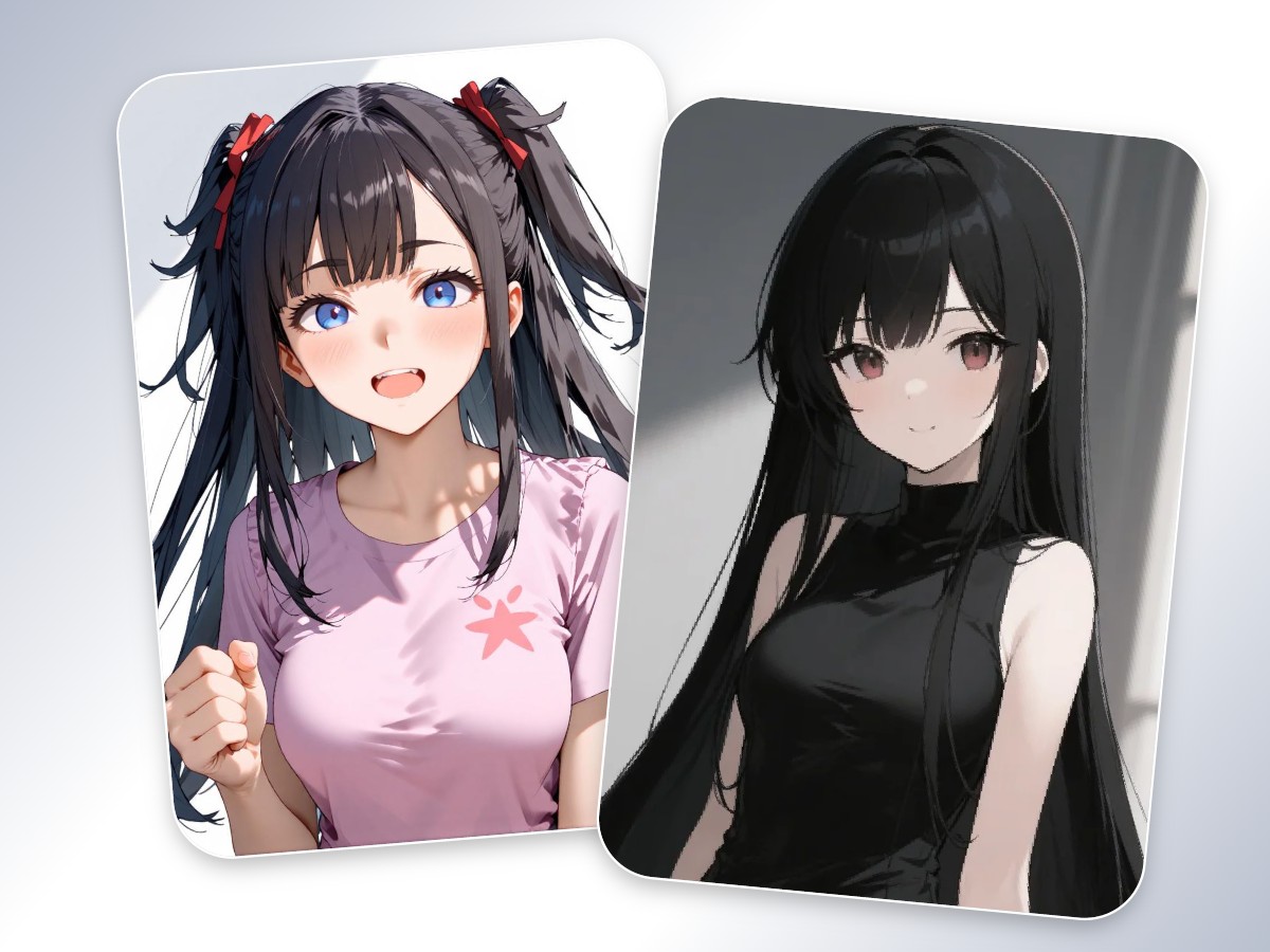 Easily turn your words into ai anime girl with black long hair with ai
