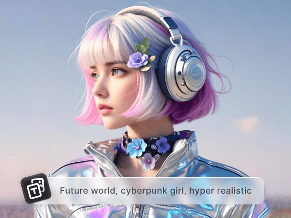 Facewow ai image generator to create a white hair girl picture with more prompts