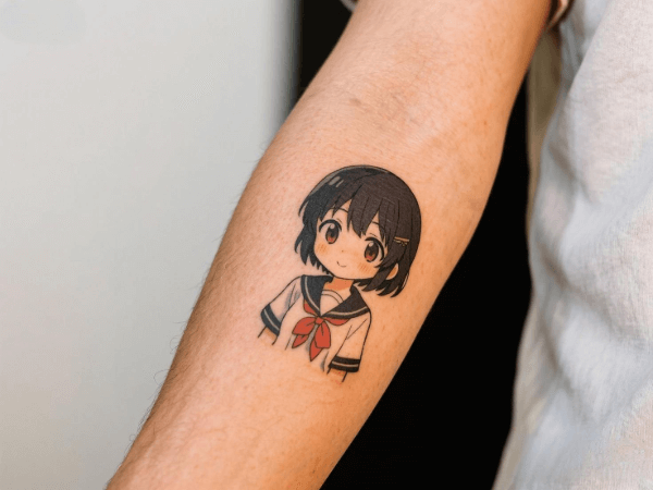 Generate a cute cartoon girl and try it on your arm