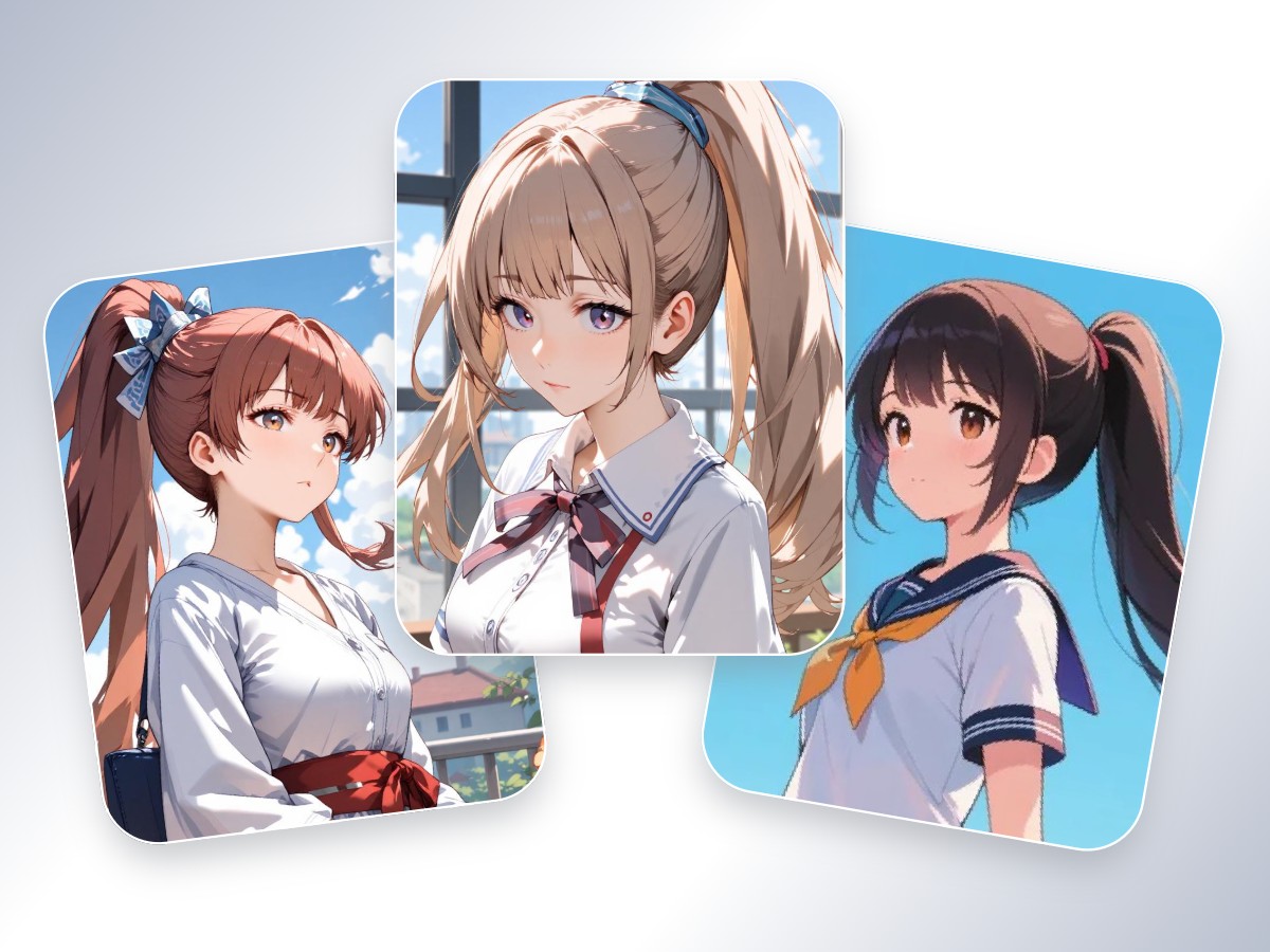 Generate ai ponytail anime girl with facewow ai from text