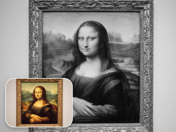 Make mona lisa painting black and white
