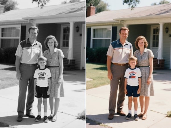 Old family photo restoration effect