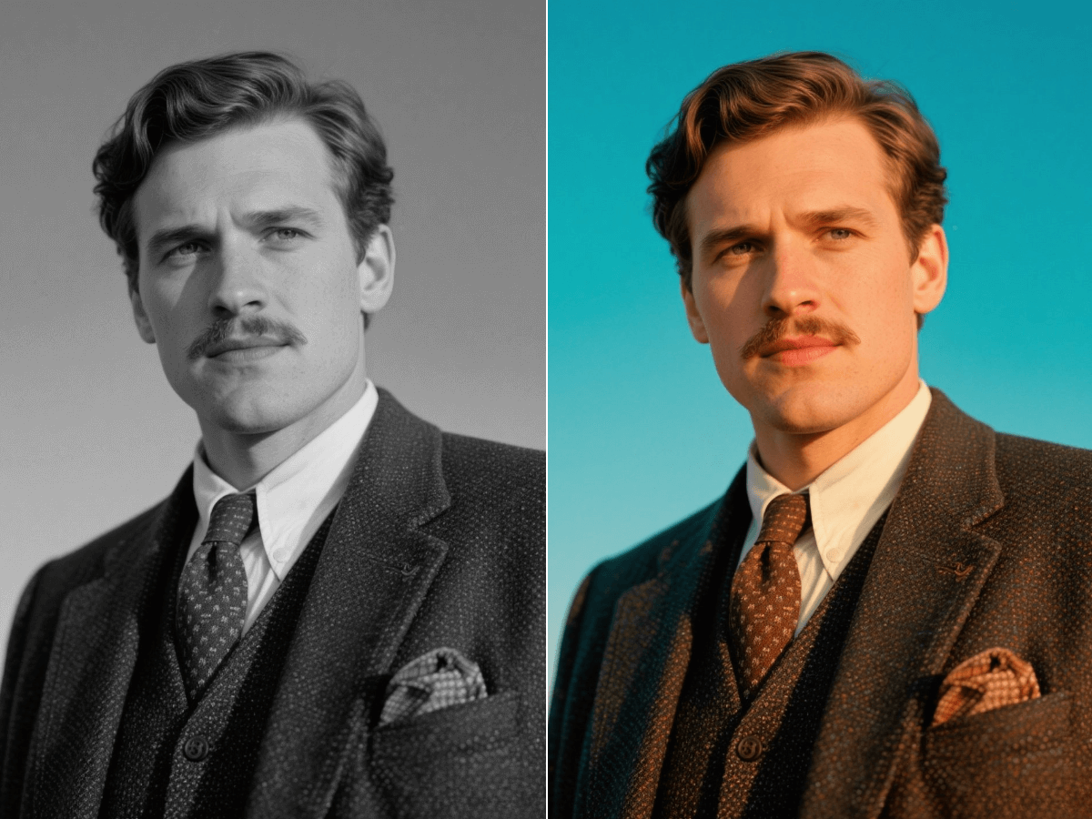 Old fanshion cloth colorize photo