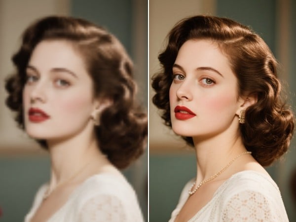 Remove blur from a photo featuring a woman in curly bob hair