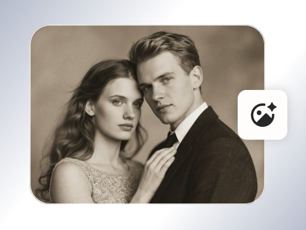 Step 1 upload the photo you wish to restore to Facewow photo restoration tool featuring a sepia couple photo