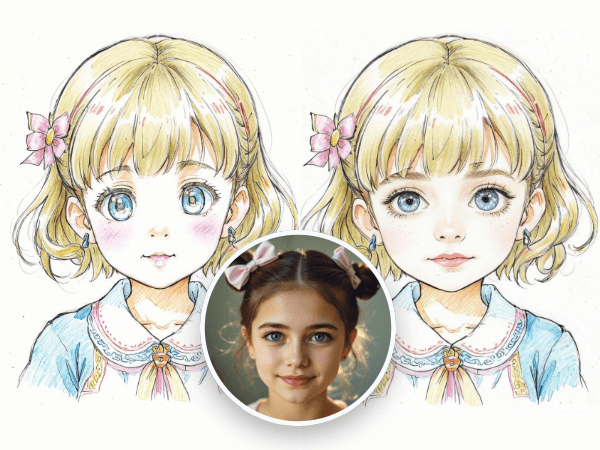 Swap a girl photo with a beautiful illustrated character photo