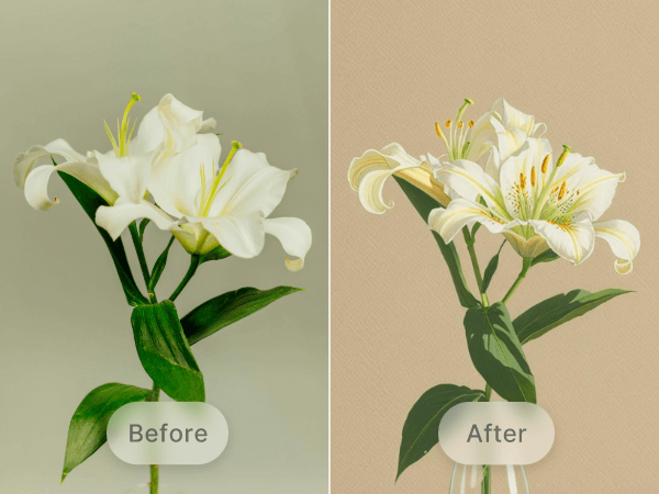 Transform an image of a bouquet of flowers into anime style