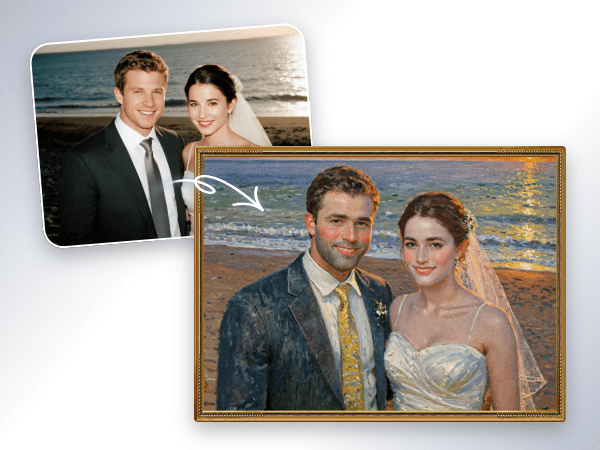 Turn a couple photo into a painting and print it out as a gift