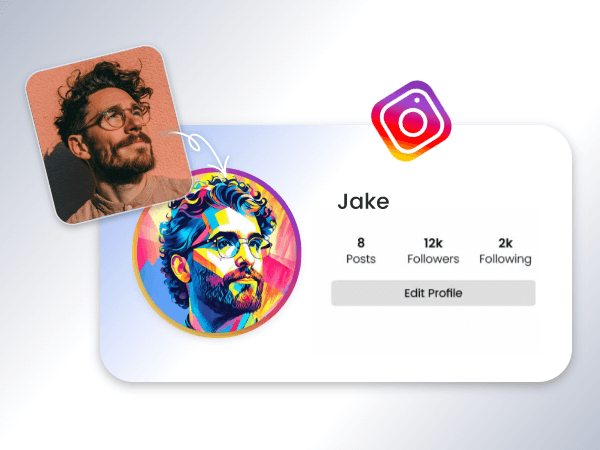 Turn a photo of a man into pop art image and use it as his social media pfp