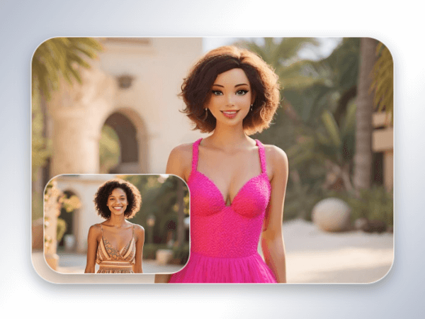 Turn a picture of a girl in gold dress into pink with facewow