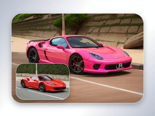 Turn the picture of a red car into pink with facewow