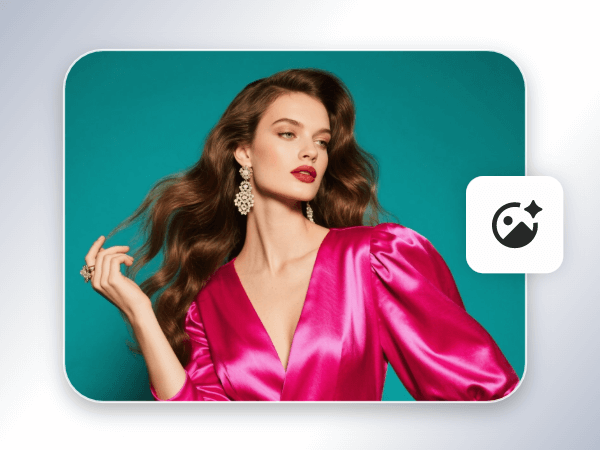 Upload a colorful pic of a lady with pink a dress