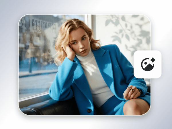 Upload a photo of a beautiful girl wearing a blue suit to facewow