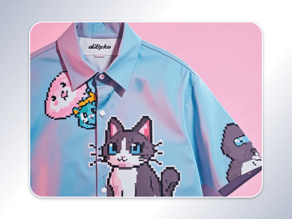 Use cute pixel style designs for clothing merchandise