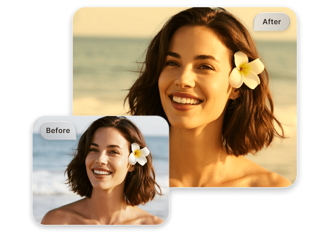 Apply a vintage filter to a photo of a girl with a flower on her ear