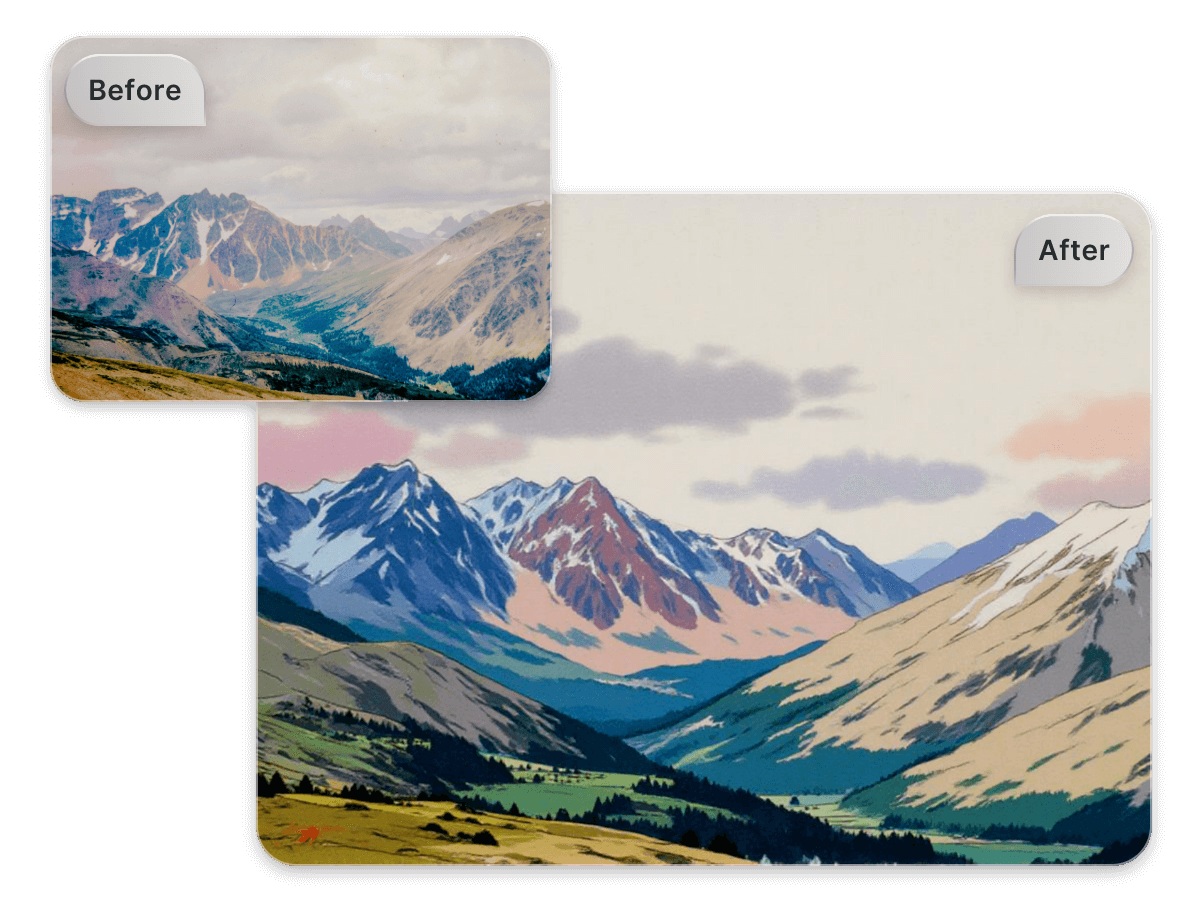 Cartoonize a landscape with facewow cartoon filter