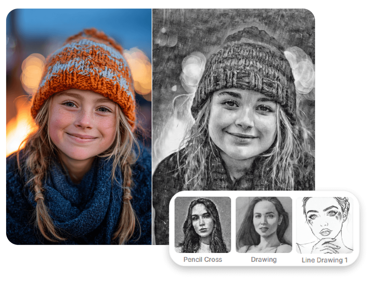 Choose from our b and w filters and apply the chosen one to a pic of a little girl